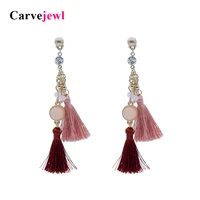 carvejewl tassel earrings rhinestone resin cotton tassel dangle earrings for women jewelry girl gift 2019 spring style hot