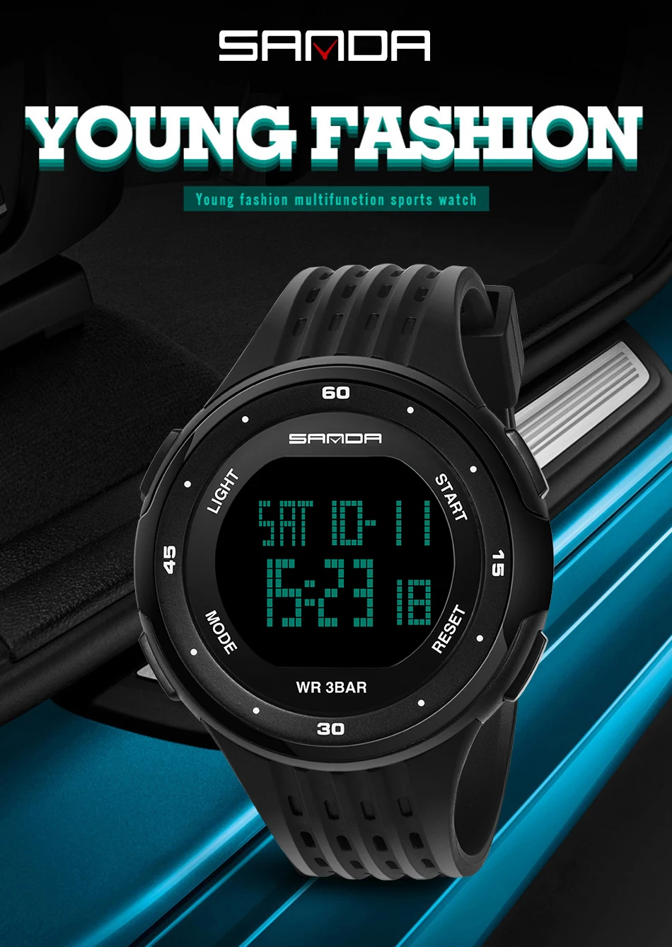 SANDA 338 Fashion Sport Watch Women Electronic LED Digital Watch Waterproof Ladies Wrist watches montre femme relogio feminino