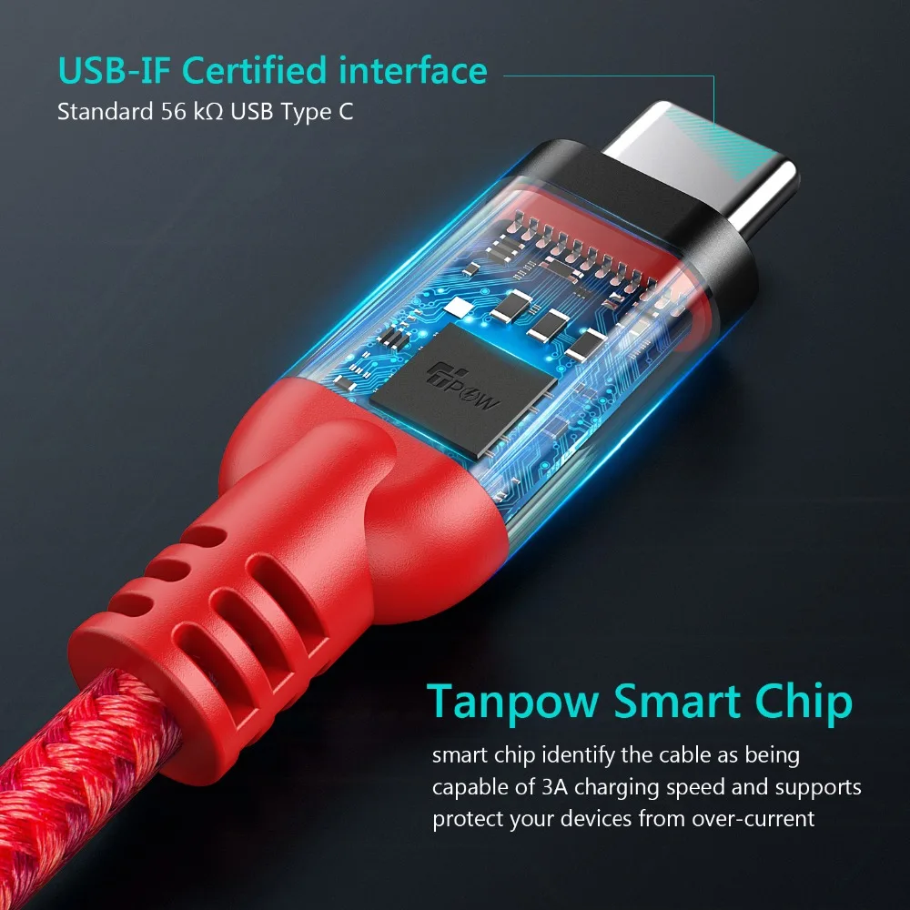 Кабель зарядный TIEGEM USB Type C с поддержкой быстрой зарядки и шнуром 3 1|Кабели для