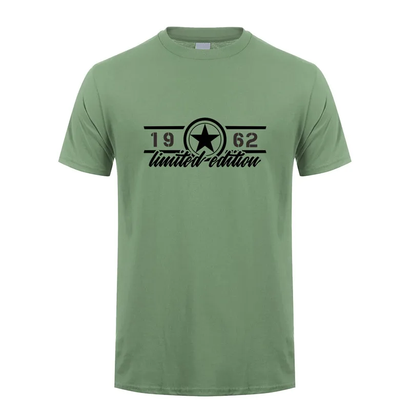 Military green Omnitee Лето Ограниченная серия 1962 футболка мужские топы хлопок короткий рукав мужские день рождения сделано в 1962 футболка футболки OZ-261 - Цвет: Military green