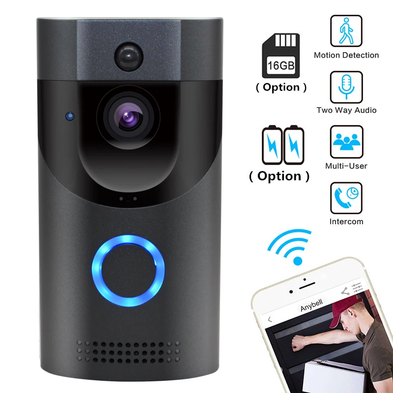 Автомобильная мини камера anyket Беспроводной Wi Fi видео дверной звонок 1.0MP Камера