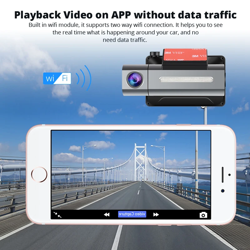 Смарт-видеорегистратор ANSTAR 3 дюйма 1080P HD с функцией записи видео Wi-Fi камерой