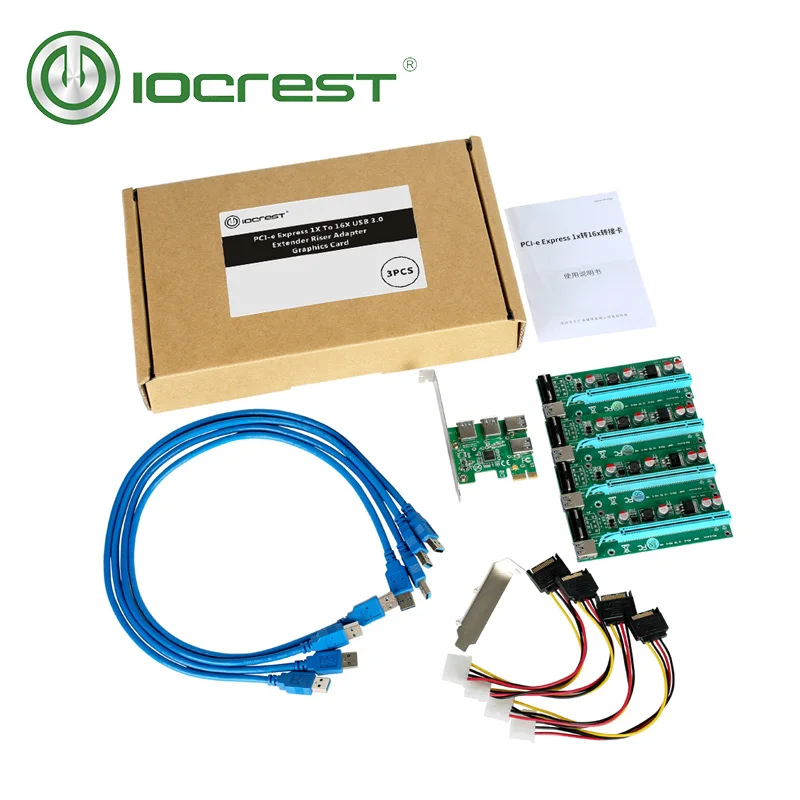 IOCREST PCI E 1x до 4 портов pcie 16x горной машины Enhanced Extender адаптер Riser Card|pci-e 1x|riser cardpcie to |