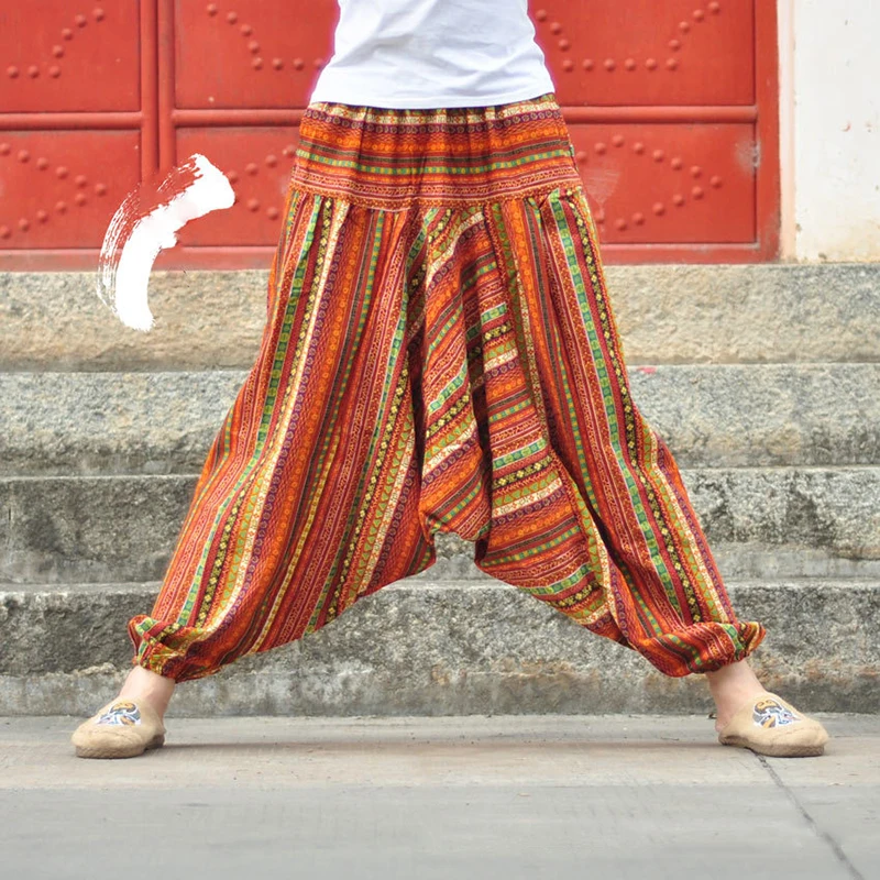 Men Women Dance Pants Big Crotch Trousers Wide Leg Loose Version Couple Unisex Pant Ethnic |