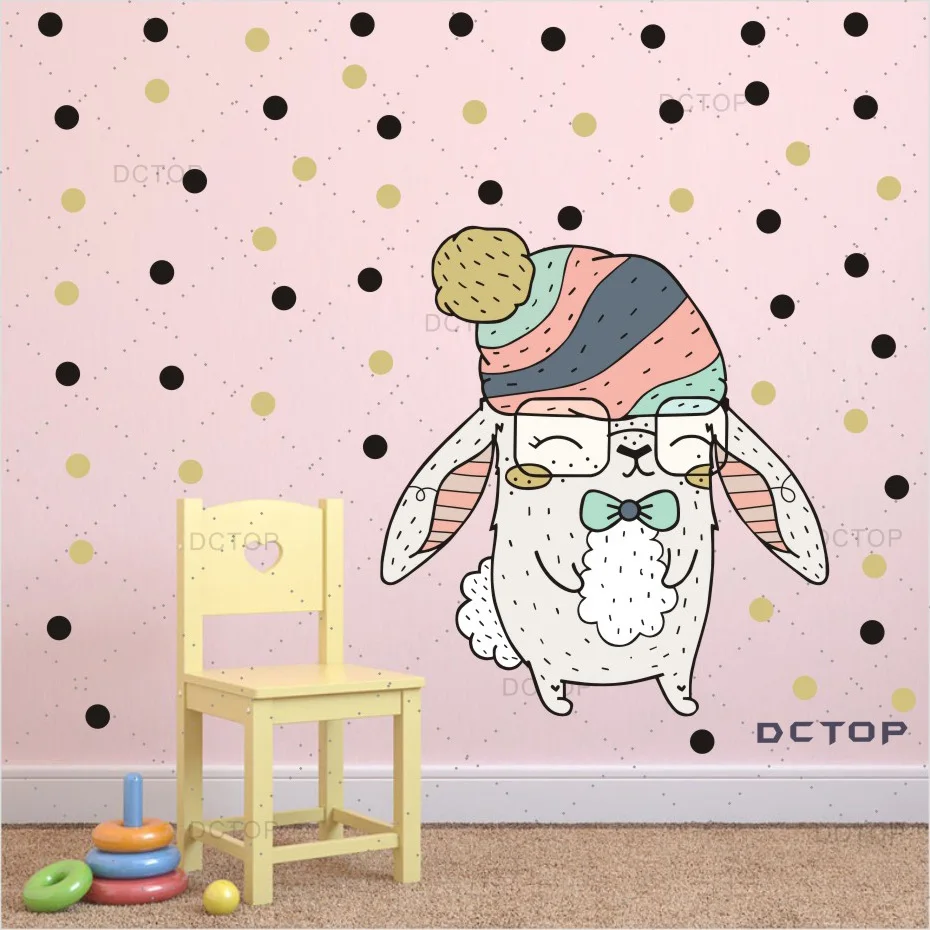 Скандинавский стиль мультяшный кролик точки сделай сам настенный стикер детские