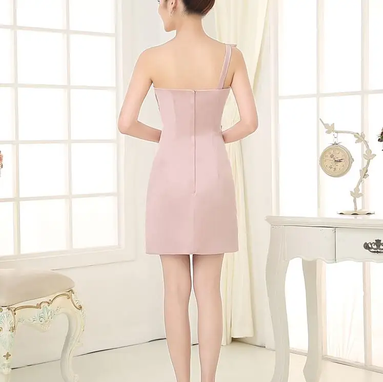 

New Short Bridesmaid Dresses Elegant One Shoulder Red Bride Gown Ball Prom Party Pageant Homecoming/Graduation Formal Dress