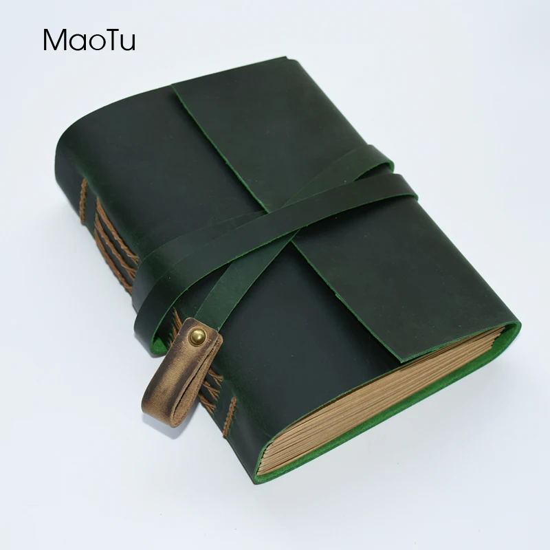 

MaoTu Vintage Thick Leather Journal Diary Book Writing Notebook Antique Handmade Notepad Blank Kraft Paper Birthday Gift