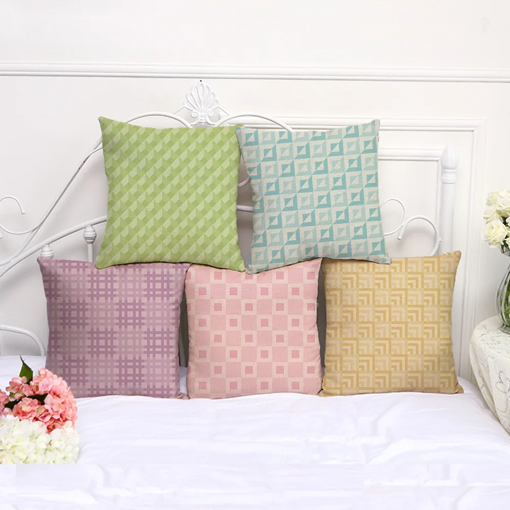 Декоративная Подушка Чехол с геометрическим рисунком алмаза Подушка Чехол 17,5 дюймов хлопок из льна для стула сиденье подушка крышка G1041