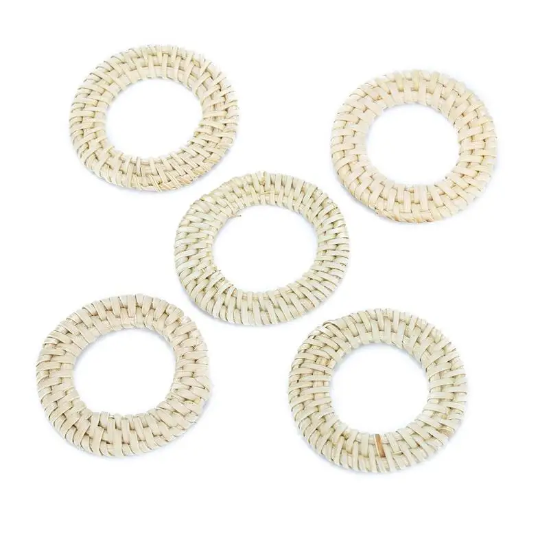 50mm circle Новинка, ручная работа, деревянное соломенное плетение, Ротанговые серьги геометрической формы, детали для сережек, сделай сам, лоза, коса, серьги, фурнитура, подобрать форму y1226 - Цвет: 50mm circle