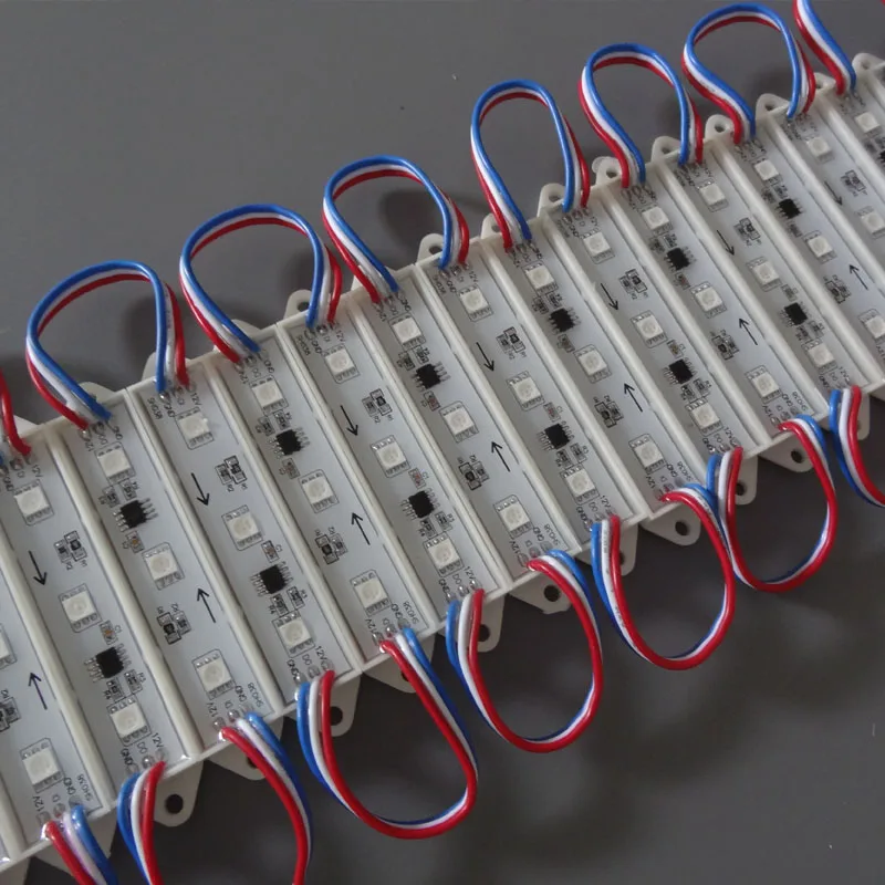 20 шт./лот 3 светодиода 5050 SMD RGB светодиодный модуль водонепроницаемый IP68 2811/2801 IC DC12V