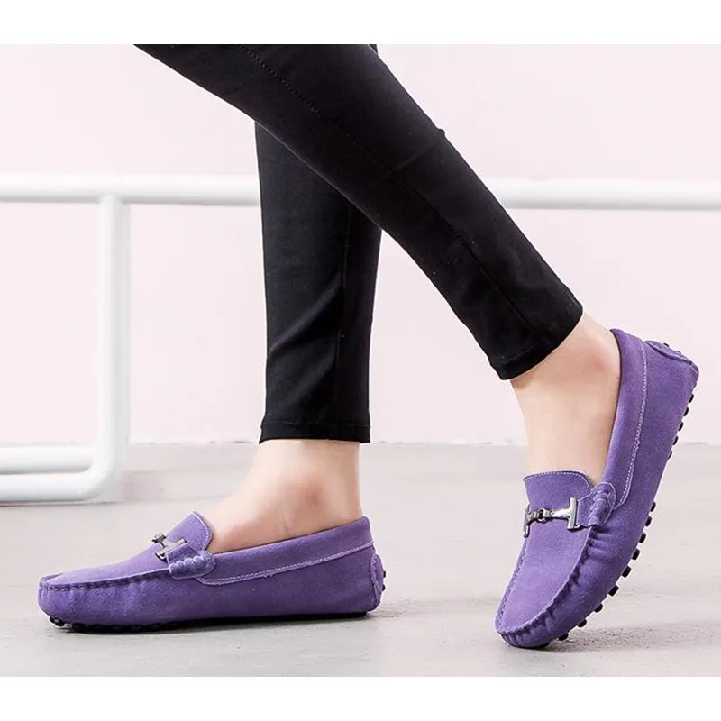 Новый bubuck кожаные женские туфли на плоской подошве весна 2017 с металлическими