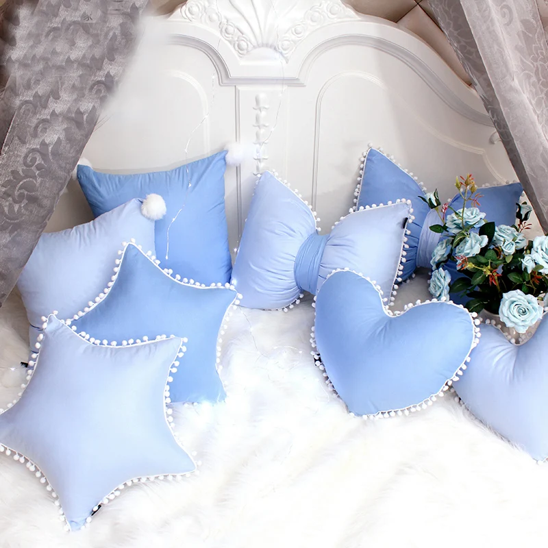 Special Recommend Cushions Almofada Candy Blue 100% Cotton Luxury Prince Room Decor Pillows Crown Bowknot Type Cushion Cute Edge | Дом и сад