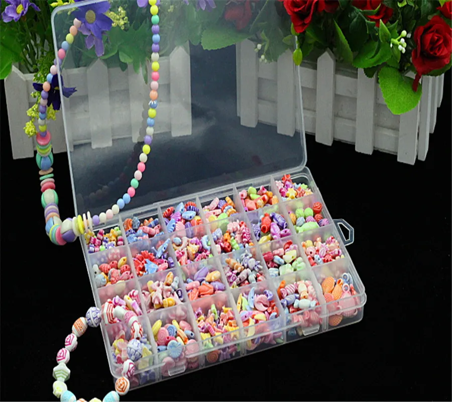 24 слота акриловые бусины DIY игрушки для детей Кристалл бисерная шнуровка игрушка-браслет подарок для девочек развевающееся ожерелье обучающая развивающая игрушка