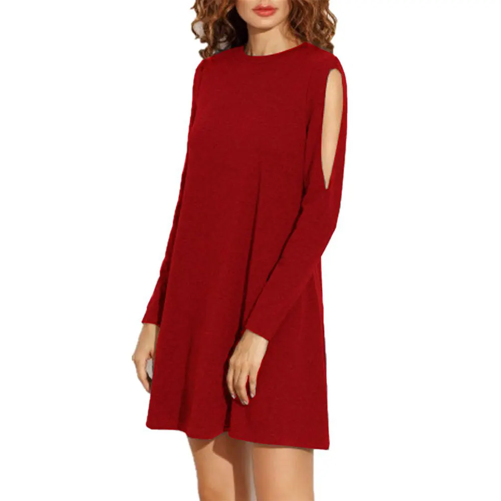 Для женщин летнее платье росы плеча Мода сексуальное с длинными рукавами