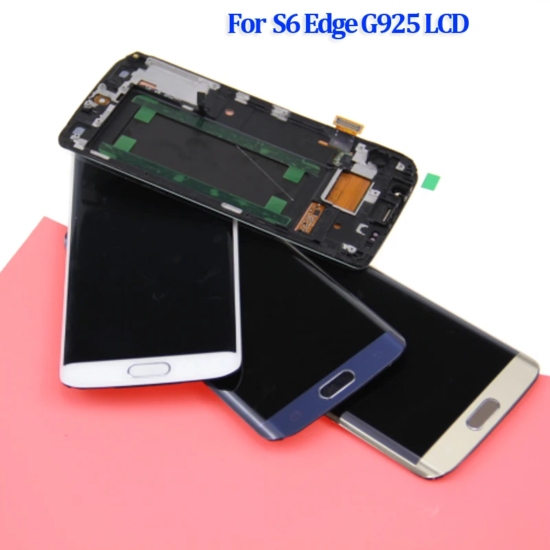 SUPER AMOLED Дисплей для Samsung Galaxy S6 edge ЖК дисплей + рамка G925 G925F Сенсорный экран планшета
