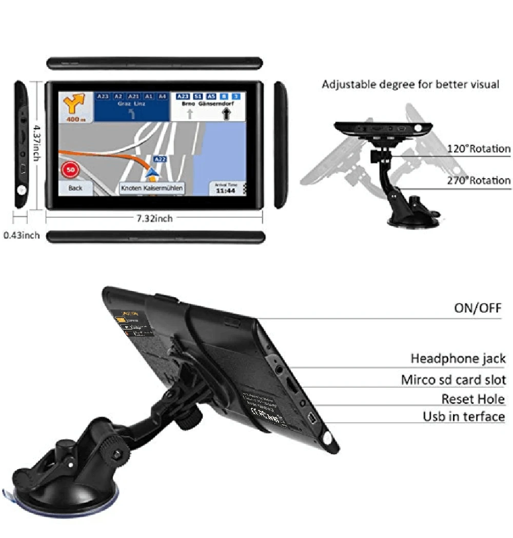 Автомобильный GPS навигатор 7 дюймов HD для грузовика навигация FM Bluetooth navitel 2019