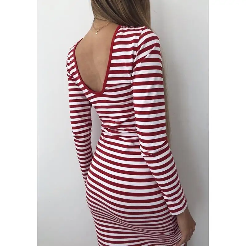 Спинки полосатый женское платье с длинными рукавами на осень 2018 стильная женская