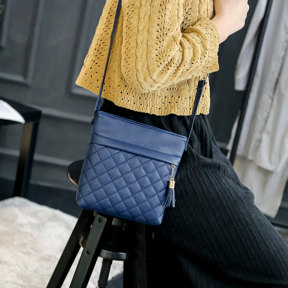 2018 модная маленькая сумка с кисточками женские сумки-мессенджеры решетчатые