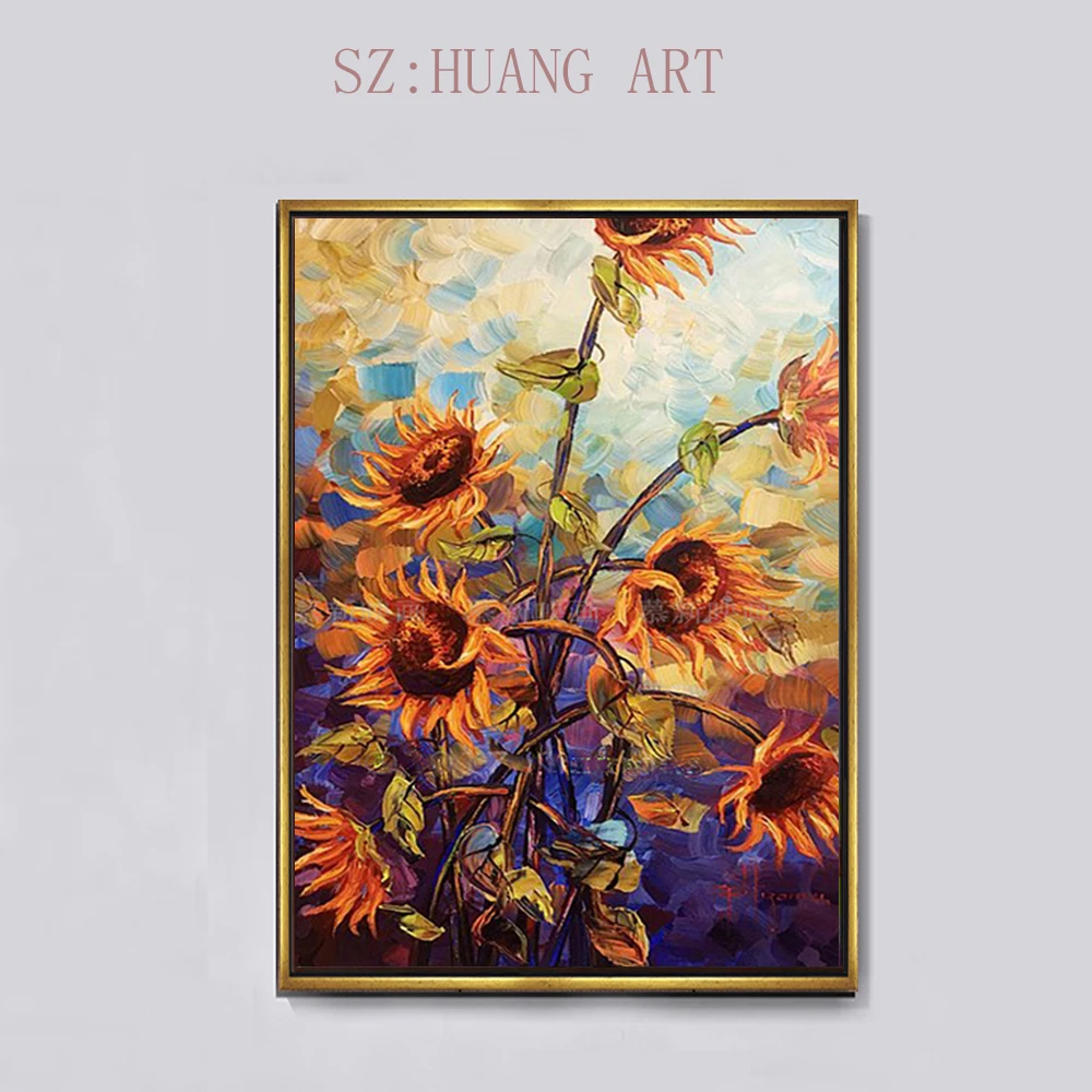 Подсолнух Современное абстрактное искусство установка желтая хризантема нож