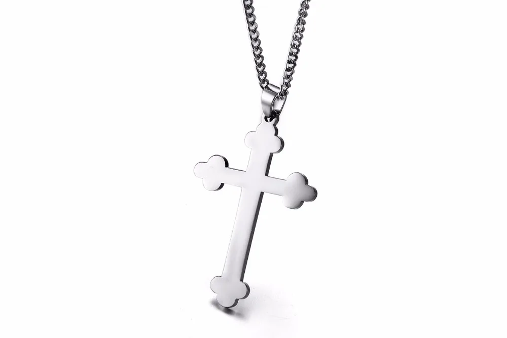 Gold-Color Big Long Flower Cross Pendant Statement Necklace Men Jewelry Religion Jesus Stainless Steel Necklaces &amp Pendants | Украшения