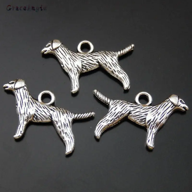 GraceAngie Zinc Alloy Pup Dog Charms Necklace Pendant Bracelet Keychain Jewelry Accessory - 30pcs 23*14*2mm for Women and Men DIY image 2