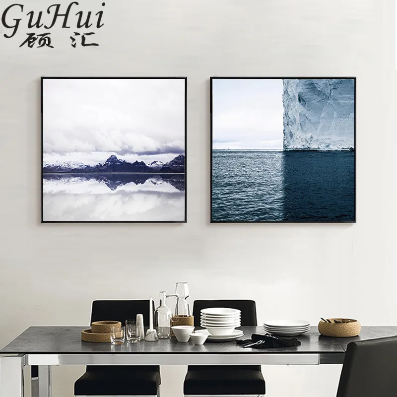 Скандинавский современный ледник морской пейзаж Картина на холсте гостиная
