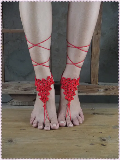 Latest pure handmade crochet barefoot sandals anklets vogue bride foot jewelry romantic ethnic customs hot sale multiple shapes | Украшения