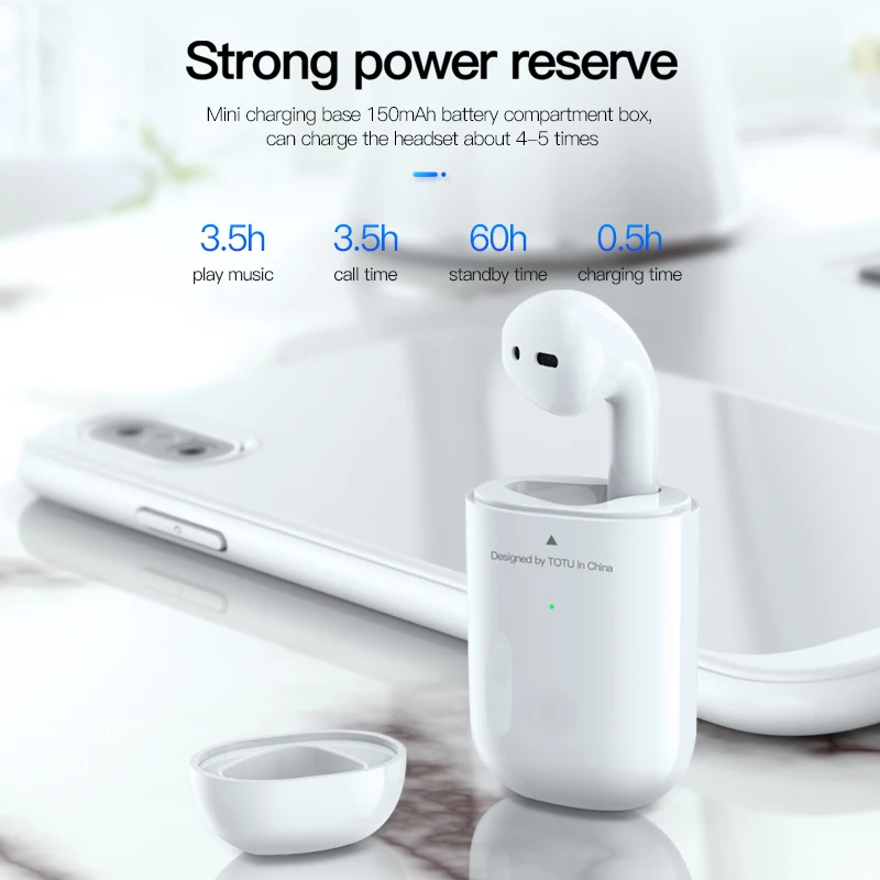 TOTU мини беспроводной Bluetooth наушники вкладыши спортивные с микрофоном бизнес