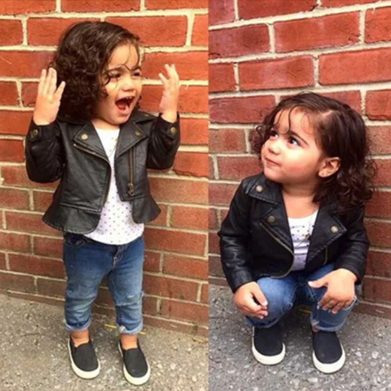 2019 New Baby Boys Girls Pu Jackets Toddler Boy Cool Jacket For Girl 18M-5T Kids Coats Windbreaker Clothing Children's Outerwear | Детская