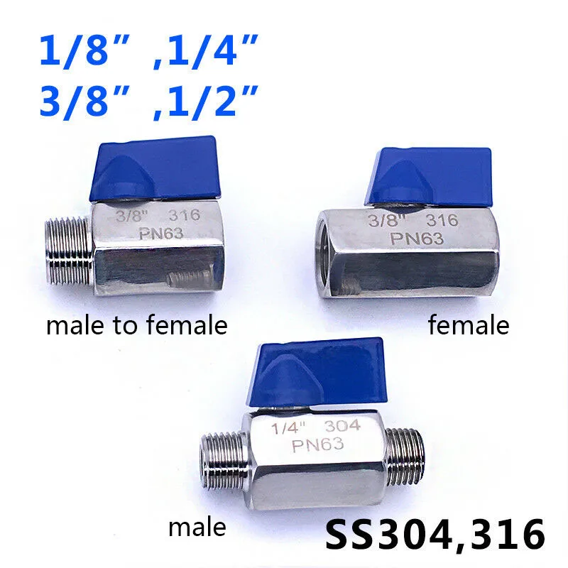 Мини шаровой клапан из нержавеющей стали 1/8 1/4 3/8 1/2 BSP женский и мужской SS304 316