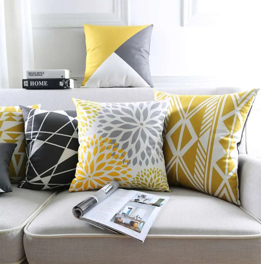 Бесплатная доставка! Геометрическая желтая черная серая квадратная