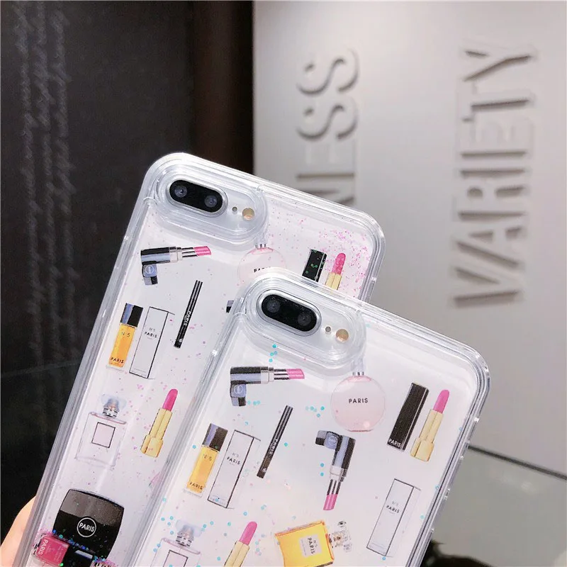 Косметический Блестящий динамический Жидкий чехол для iPhone 6 6s 7 8 Plus X XS MAX XR