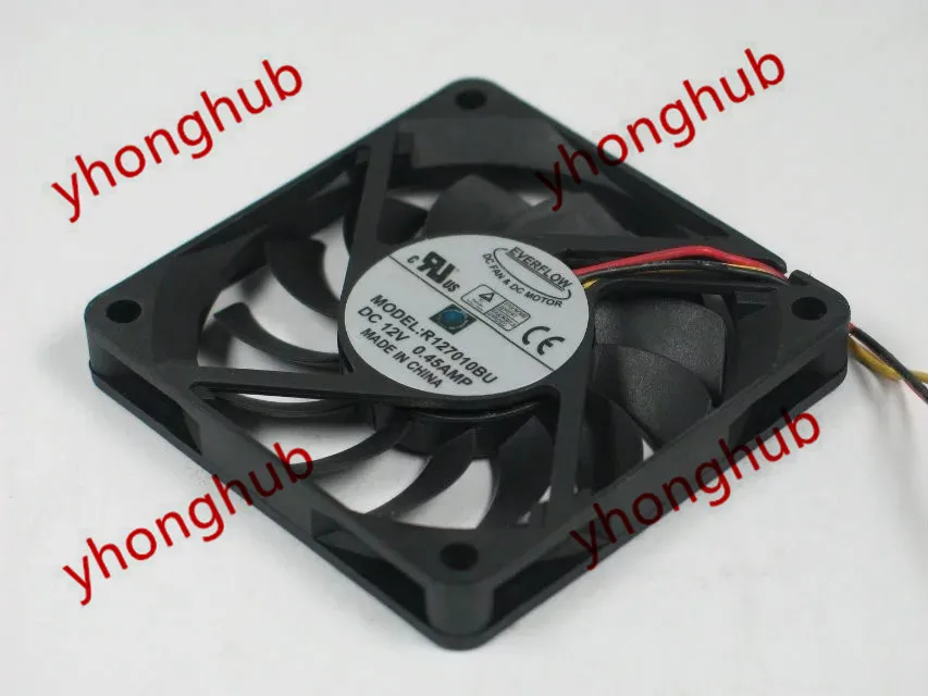 EVERFLOW R127010BU DC 12V 0.45AMP 3 жильный 70x70x10 мм Сервер площади вентилятора|square fan|server faneverflow dc