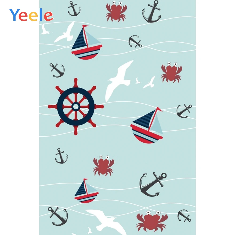 Yeele Sailboat Anchor Rudder Краб Чайка морская вода Фото фоны индивидуальные
