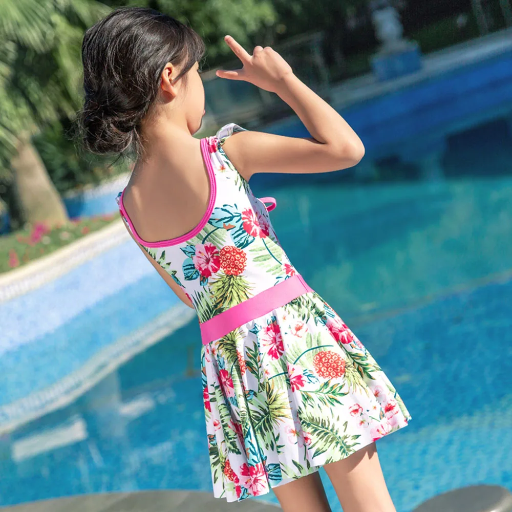 Swimsuit Baby Girls Swimwear Children Bathing Suit Kids Swim Dress One Piece Suits With Caps Beachwear May Bathers Summer Pool | Спорт и