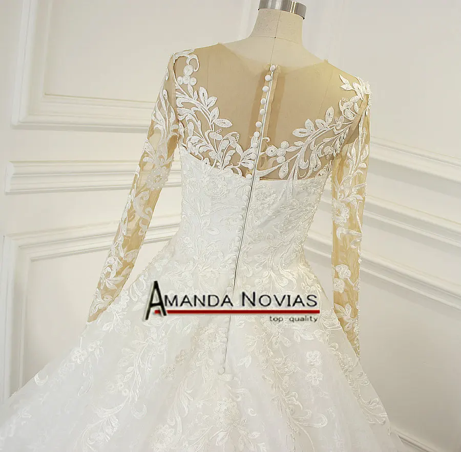 2019 г. кружевные аппликации с длинным рукавом трапециевидные свадебные платья