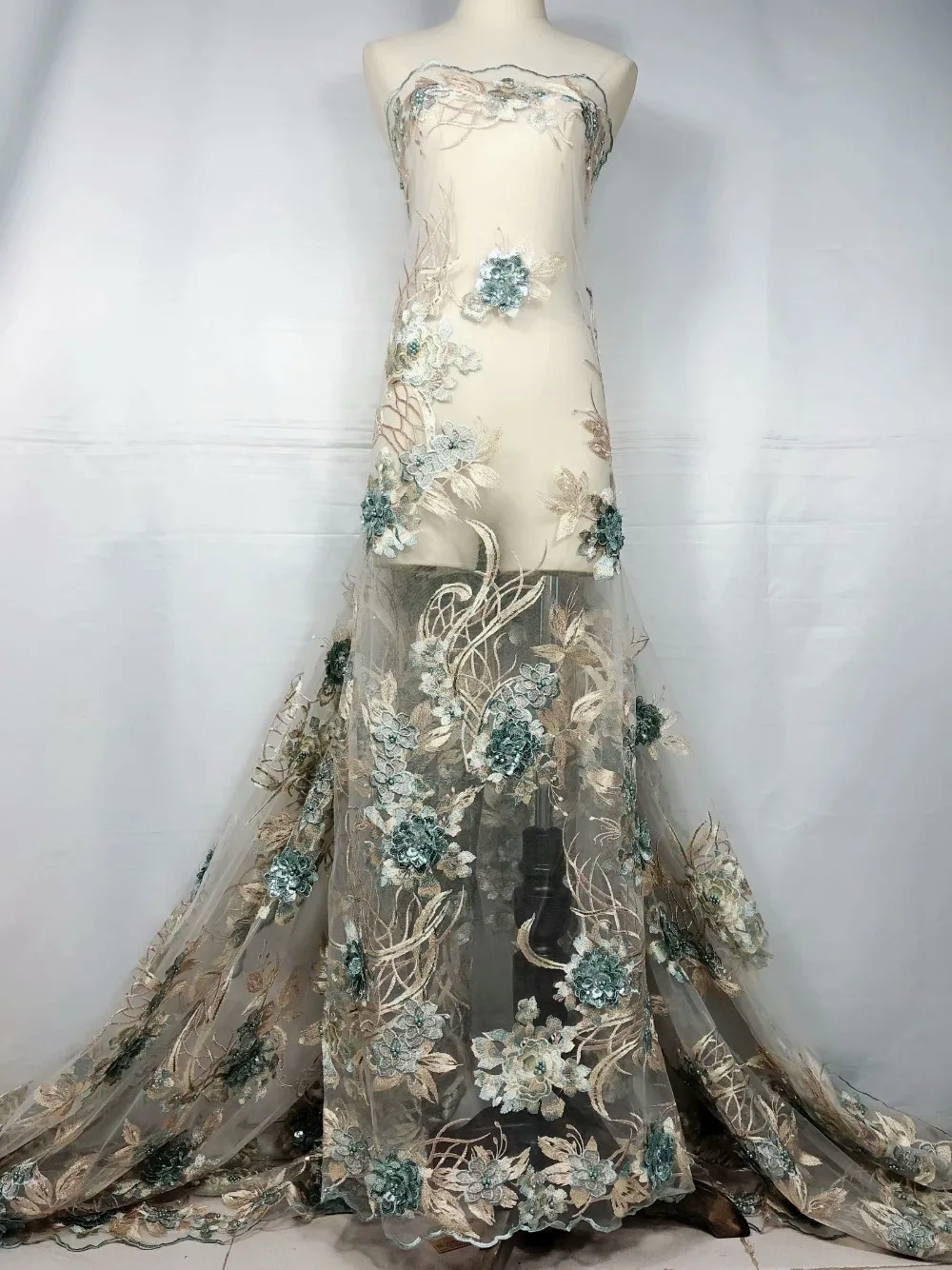 Хит продаж французский стиль кружевная ткань 3D аппликация Золотая нигерийская