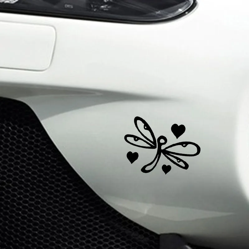 

YJZT 12.7CM*9CM Dragonflies Full Of Love Minimalist Vinyl Decal Car Sticker Black/Silver C19-0657