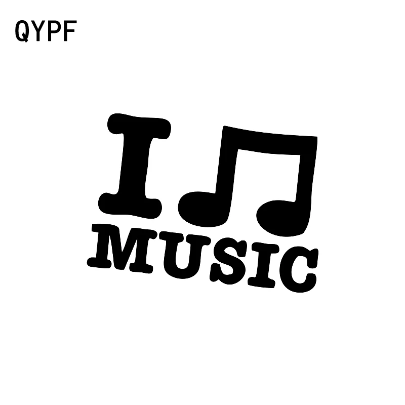 

QYPF, 14,6 см * 11,2 см, веселая виниловая автомобильная лампа, черный, серебряный цвет, я люблю музыку, аксессуары