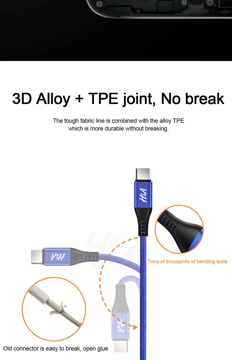 H& A 3A usb type-C кабель для быстрой зарядки кабель для синхронизации данных type C для samsung S9 S8 Note 9 huawei Honor Phone usb зарядный шнур