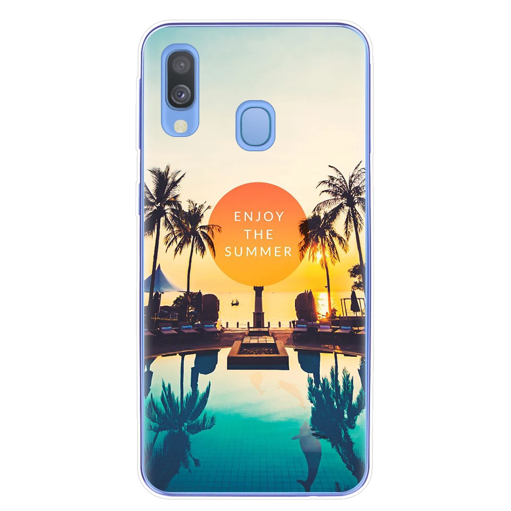 Чехлы с летними пейзажами для Samsung Galaxy A7 A9 A6 A8 Plus 2018 A10 A20 A30 A40 A50 A70 мягкий