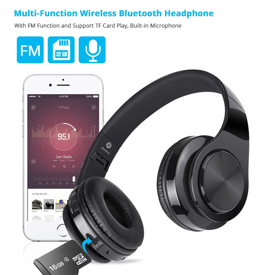 Беспроводные наушники с Bluetooth, Спортивная гарнитура, 3,5 мм разъем, игровая гарнитура с микрофоном для sony, наушники для телефона, компьютера, ПК