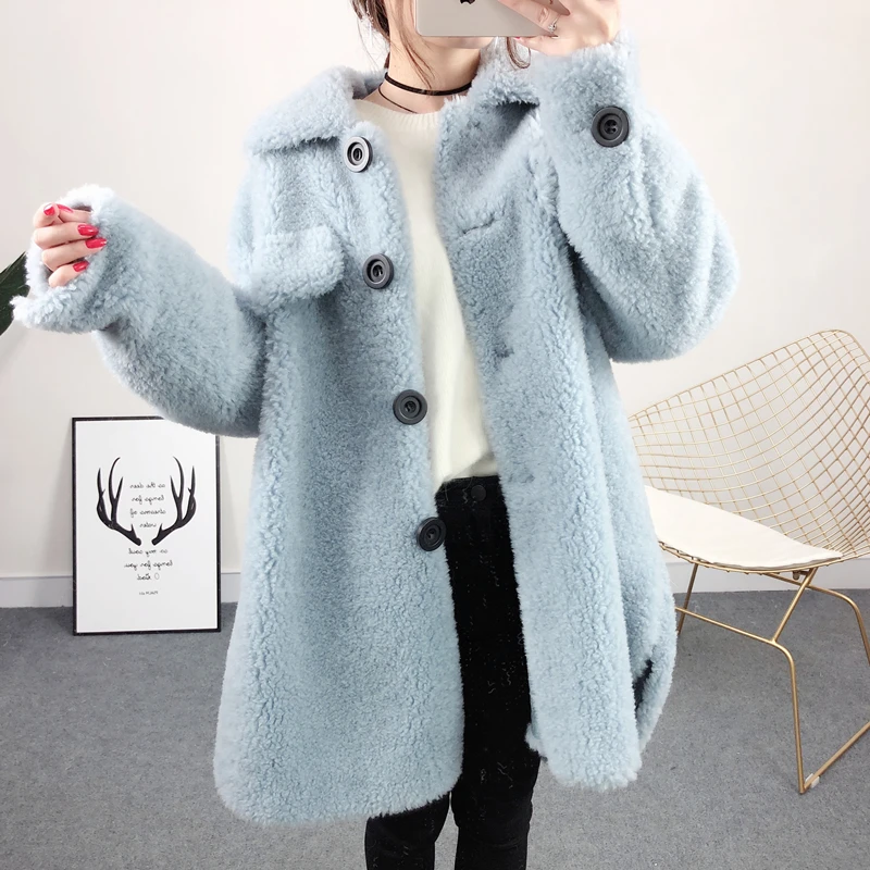 Шуба женская из натуральной овчины на замшевой подкладке Осень зима 2019|Шубы и