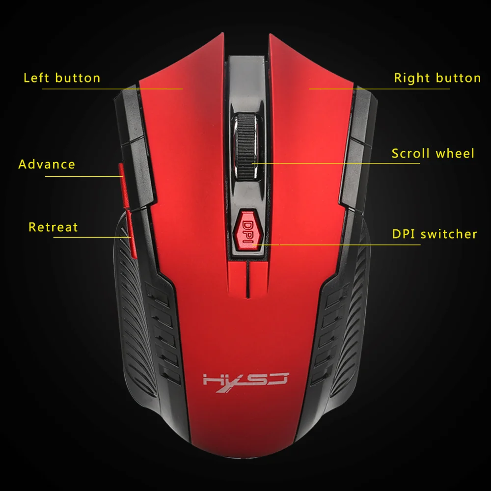 Hxsj X20 2.4g беспроводное устройство Мышь мыши 6D Gaming Optical Мышь компьютер Мышь с 2400 Точек на дюйм для настольных ПК Pro Gamer