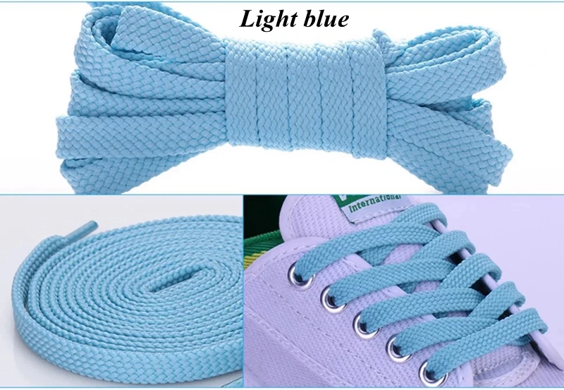 Light blue 1 пара модных спортивных повседневных шнурков, шнурки из полиэстера высокого качества 28 цветов - Цвет: Light blue