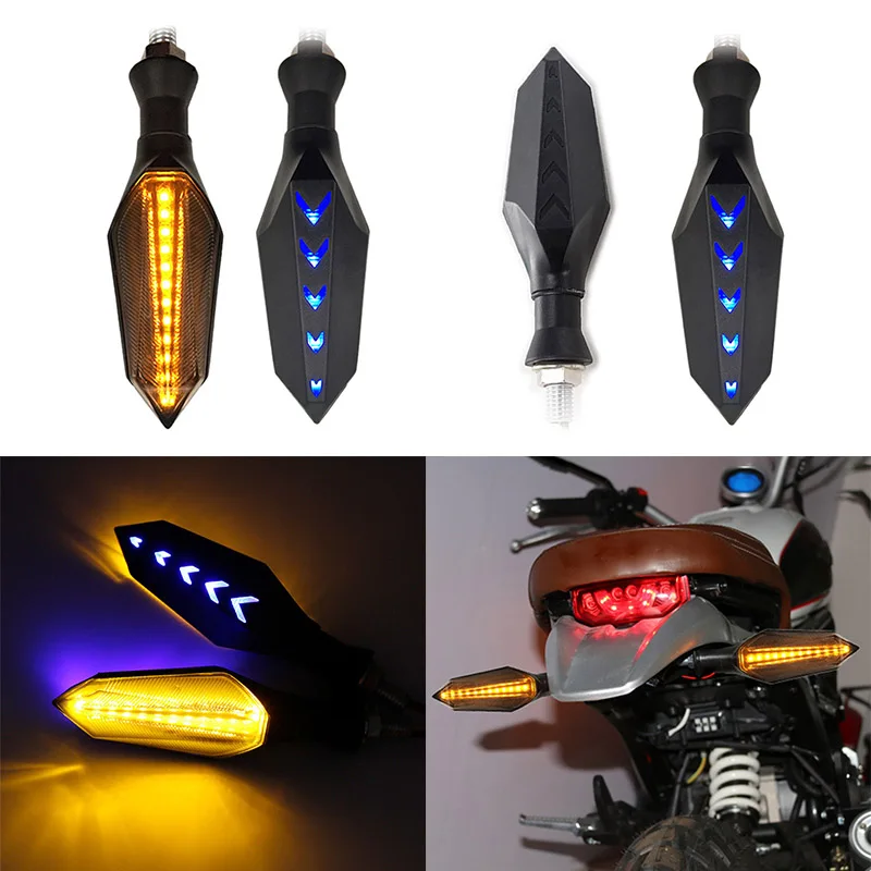 

Hot 1 Pair Motorcycle Turn Signal Light 2 Color LED Flow Type Warning Light JLD