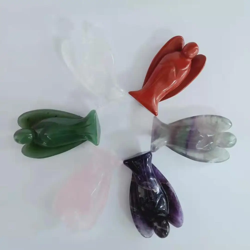 Оптовая цена 3 дюйма натуральный различный камень ангел - Цена: 876.35