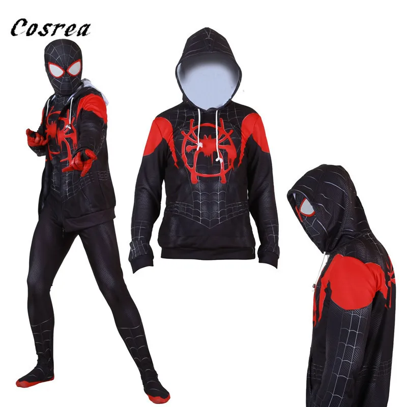 Into the Miles Morales/костюм супергероя толстовка с капюшоном куртка пальто для вечеринки