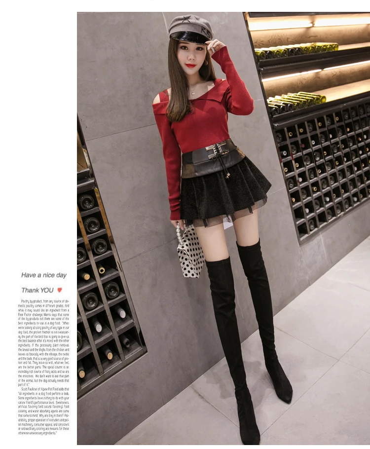

2019 autumn and winter new pleated skirt PU leather anti-skid skirt female high waist hip shorts skirt
