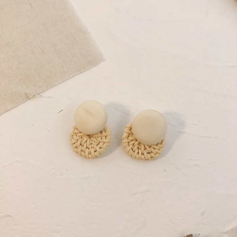 Женские длинные серьги ручной работы из ротанга и лозы корейские висячие 2019 |